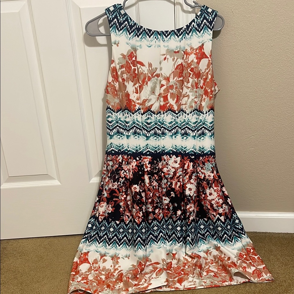 Gabby Skye Blue and White Sleeveless Sundress